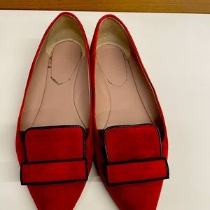 Red suede Italian flats